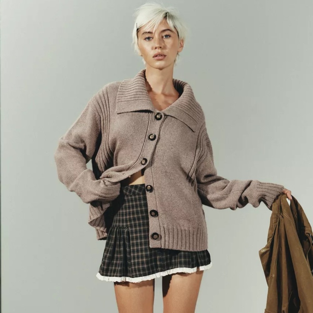 Zara rib trim cardigan